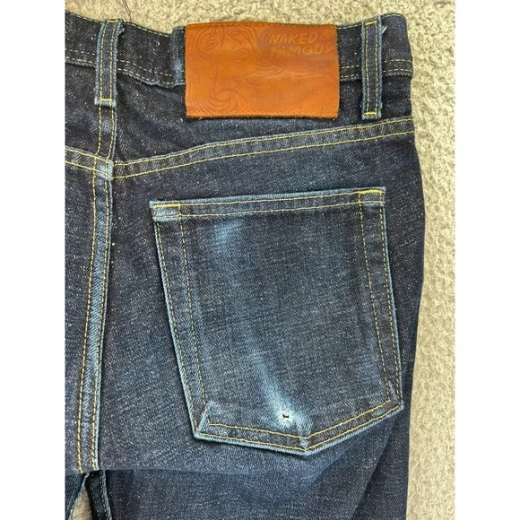 Naked & Famous Jeans Men 30 (Fits 30x34) Stretch Buttonfly Whiskers Medium Wash - Picture 10 of 13